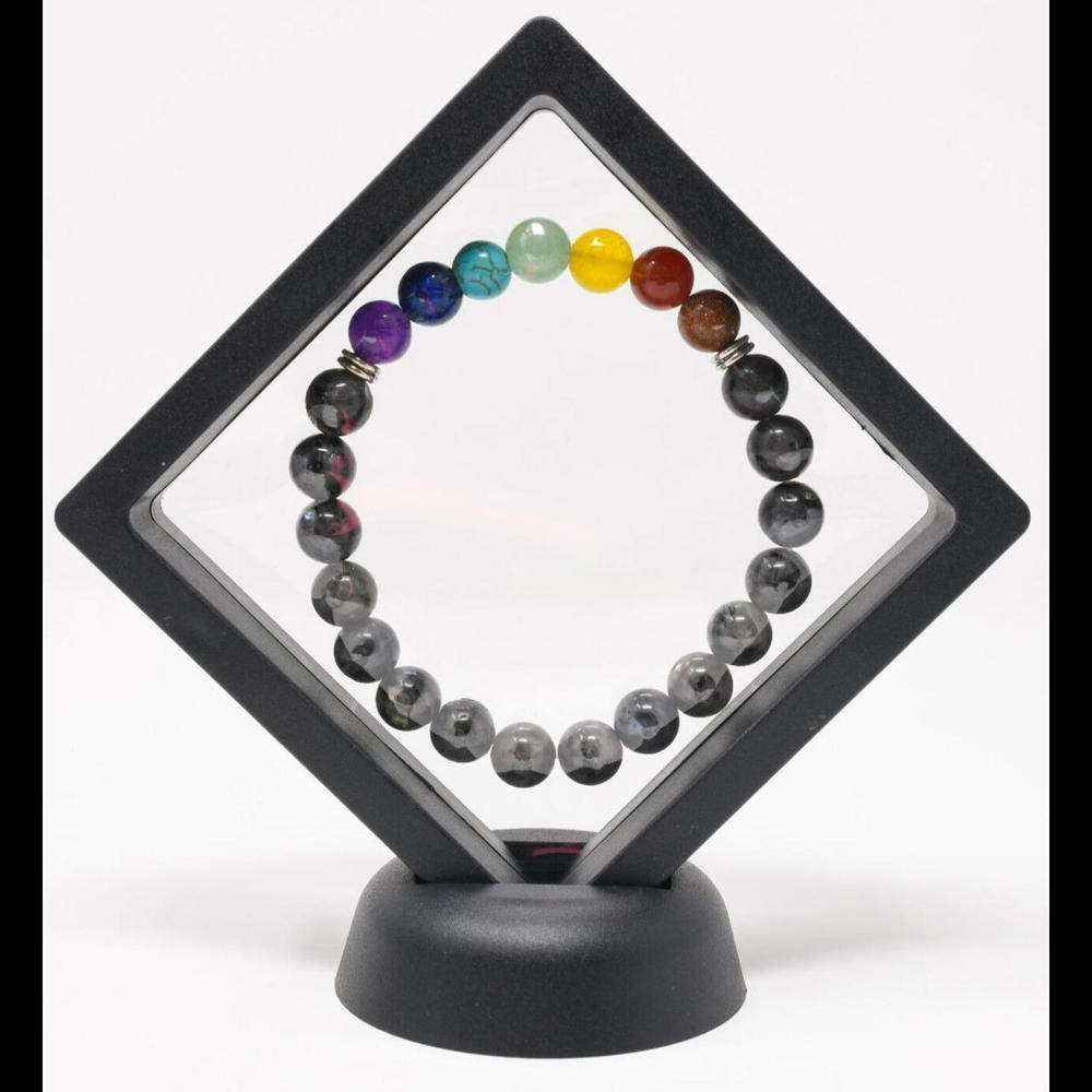 7 Chakra Labradorite Gemstone Bead Charm Bracelete Jewelry NEW